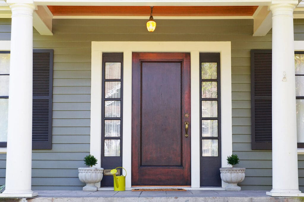 Exterior front door that was replaced in Calgary, Alberta.